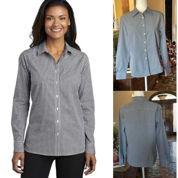 Brooks Brothers Black/white gingham fitted button up shirt sz12 - Picture 1 of 11